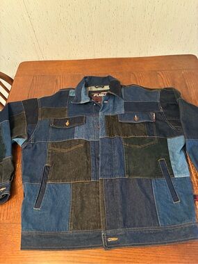 Vintage FUBU Patchwork Denim Jacket Men’s XL Trucker Coat Suede 1990’s
